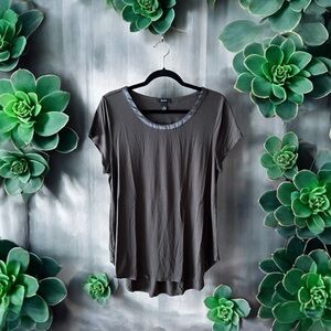 Alfani Dark Grey Rayon Top with Satin Neck Trim